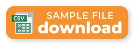 Orange SAMPLE FILE download link with a CSV spreadsheet icon