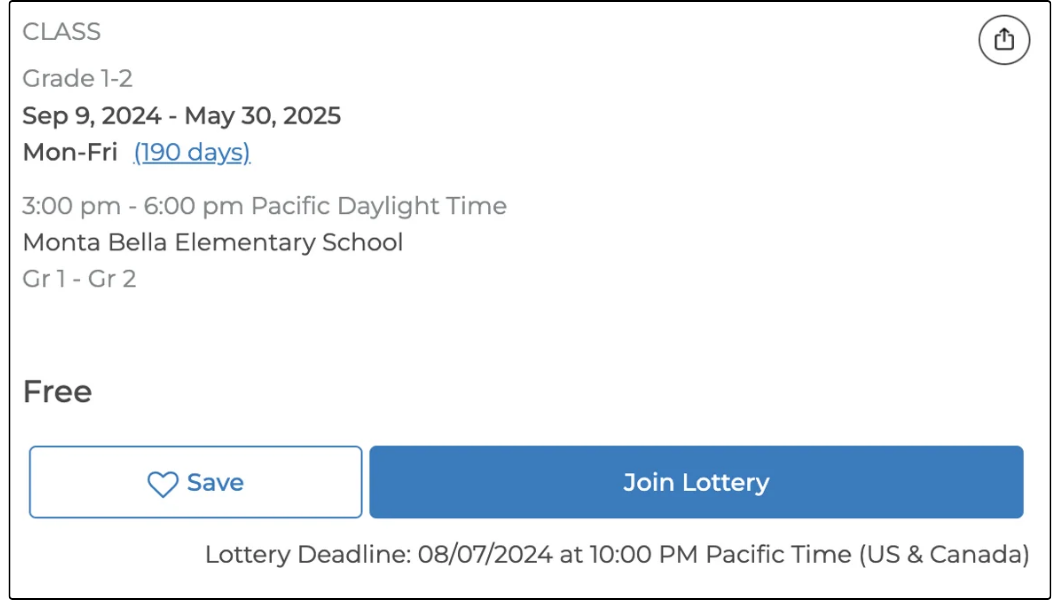Session listing with the Join Lottery button and the lottery deadline below it